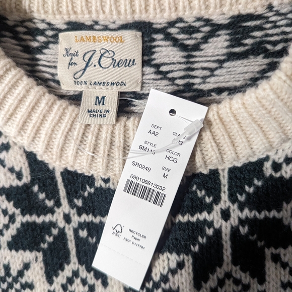 NWT JCrew 100% Lambswool Nordic Fair Isle crewneck sweater - M - Picture 6 of 12